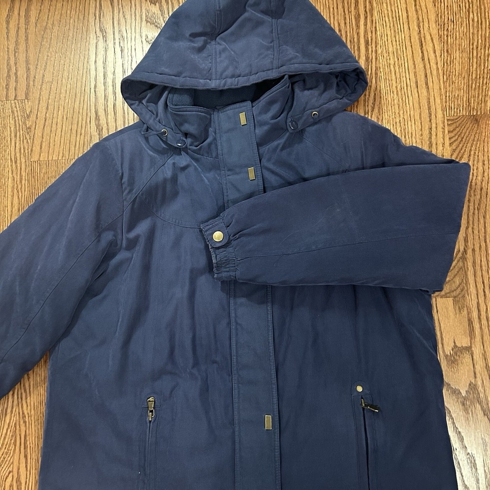 Mackintosh New England Coat  Hooded Women's Winter Jacket Size L  Blue Full Zip